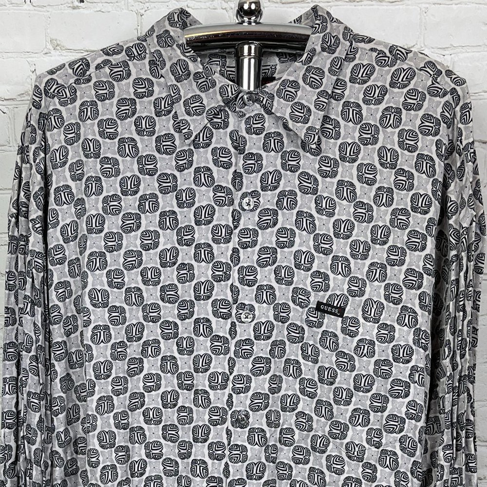 NWT GUESS U.S.A. MEN'S "TECHNO GOTH" CASUAL BUTTON DOWN DRESS SHIRT SZ XXL